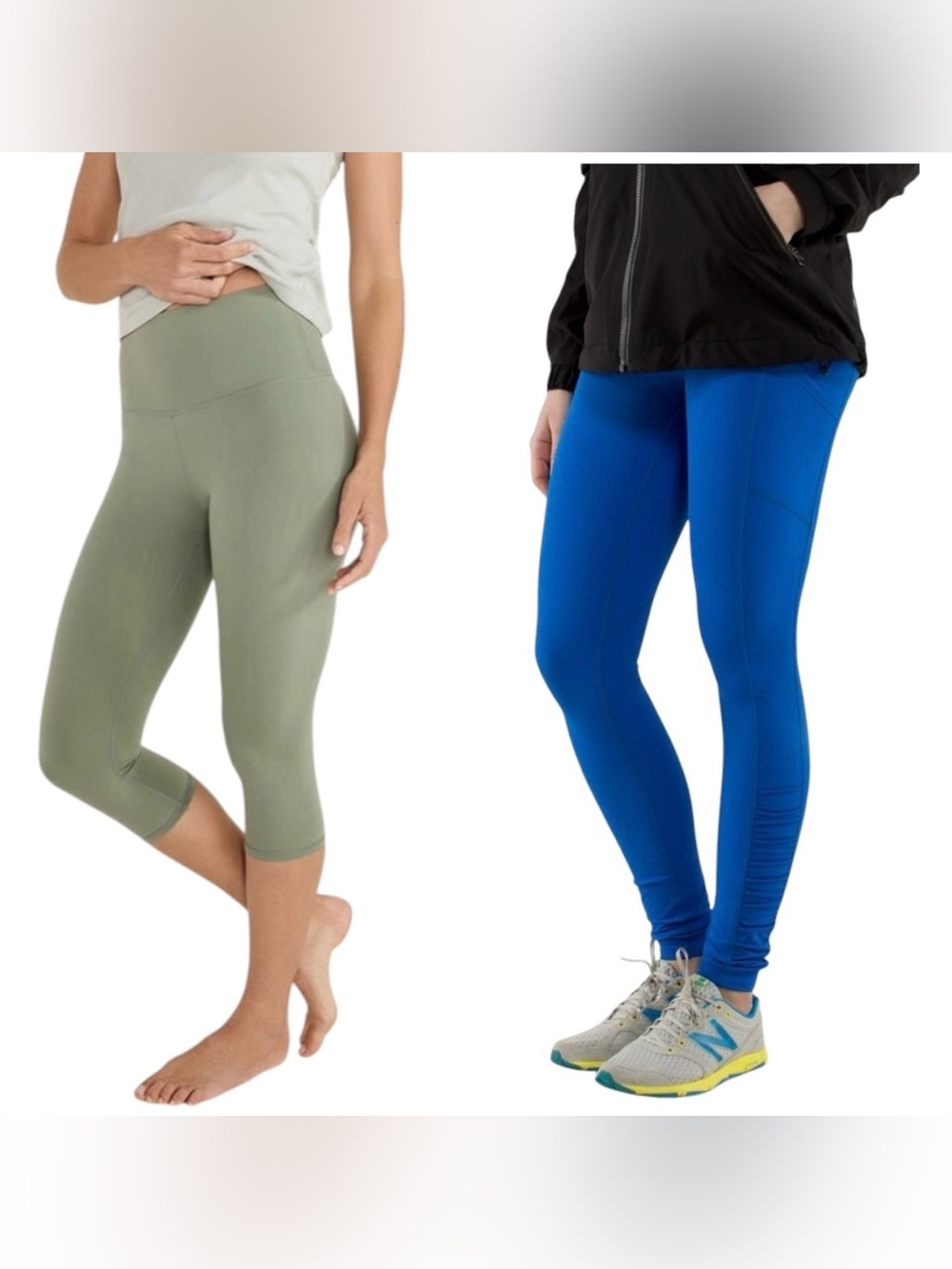 Bundle Of Two Lululemon Green Capri & Speed Tight Blue Ruched Leggings